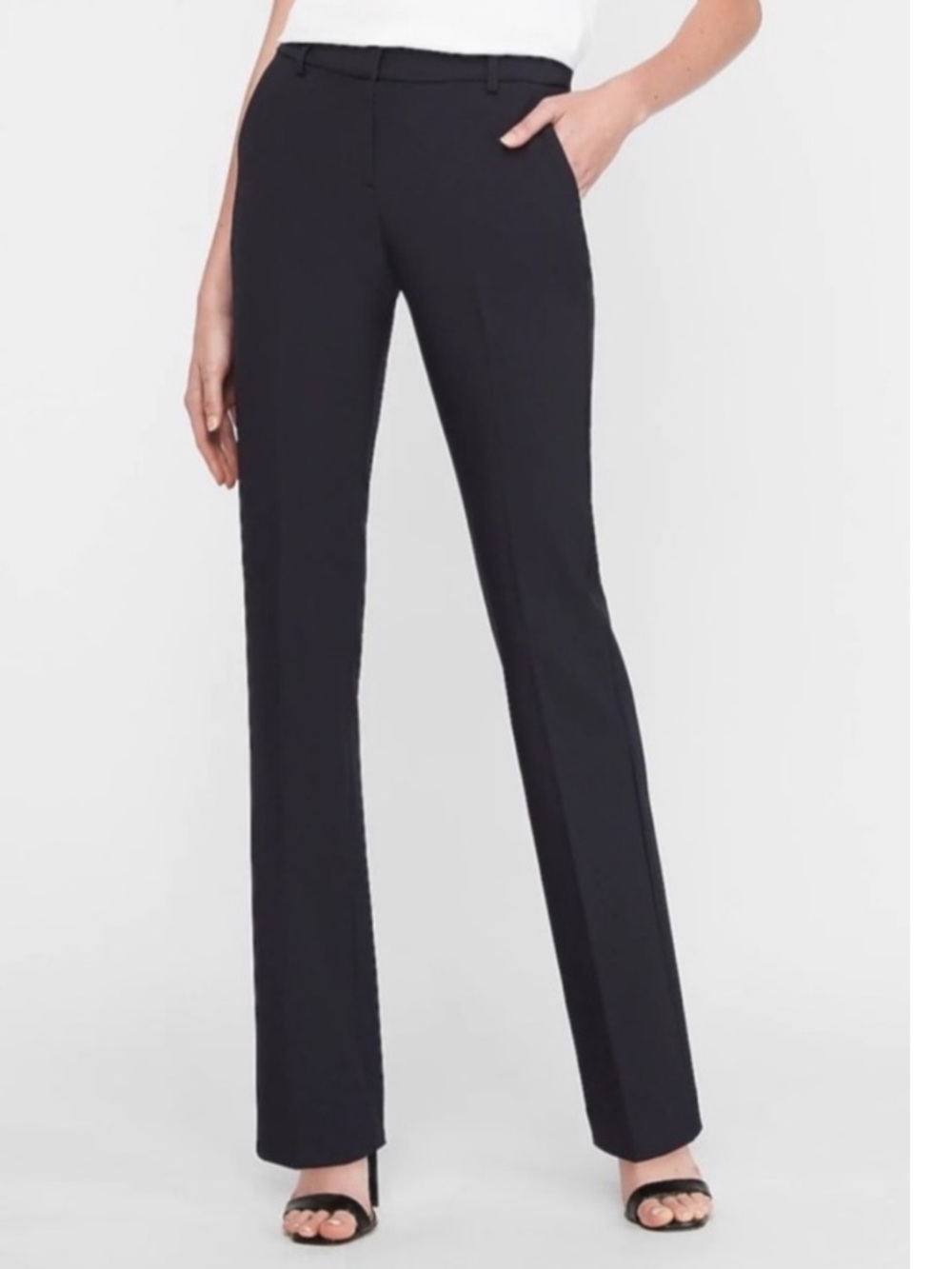 Express Columnist Mid-Rise Bootcut Trouser Crepe Pant Minimalist Career Black 6